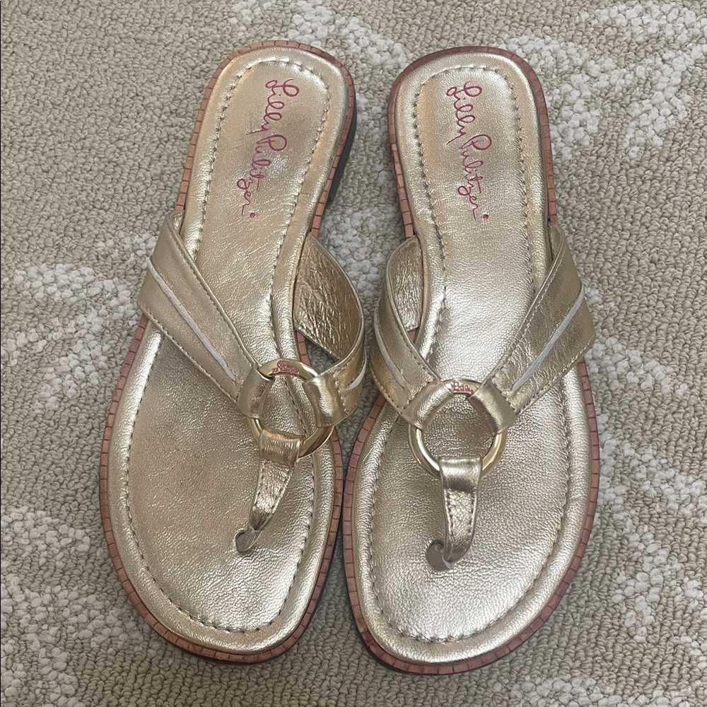 Lilly Pulitzer Gold Thong Sandals